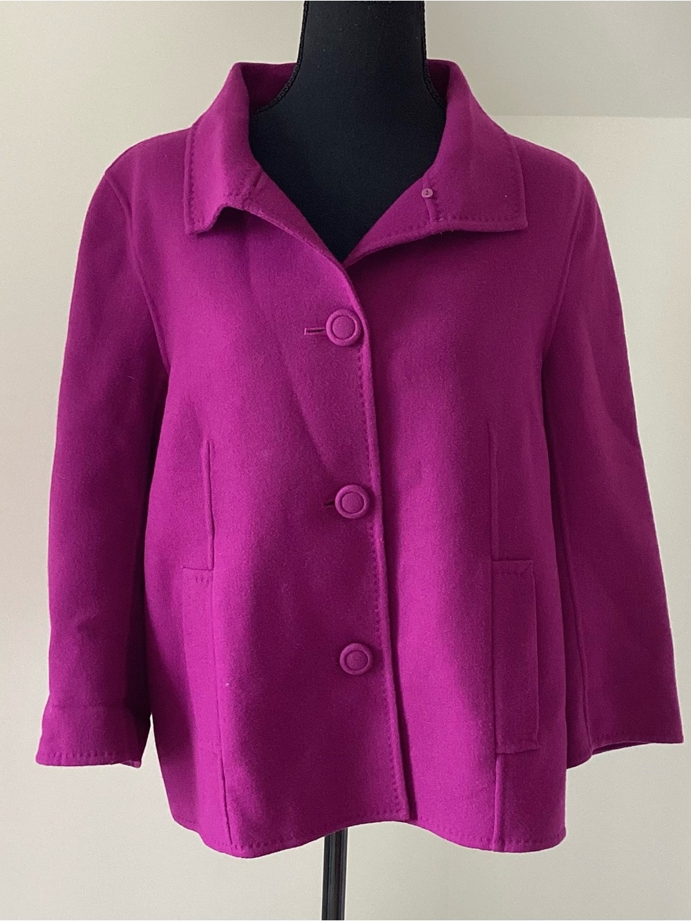 Talbots 100% Wool Fuchsia Jacket Size‎ 10 Old Money Preppy Chic Coat